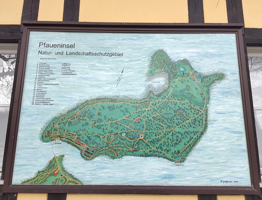 Karte von der Pfaueninsel.